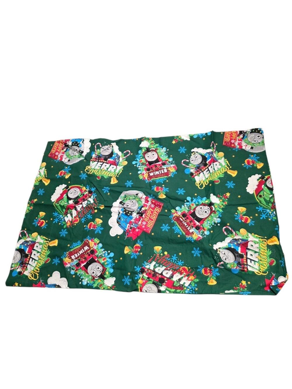 Thomas The Train Christmas Handmade Pillowcase 29x19.5in Green Cotton